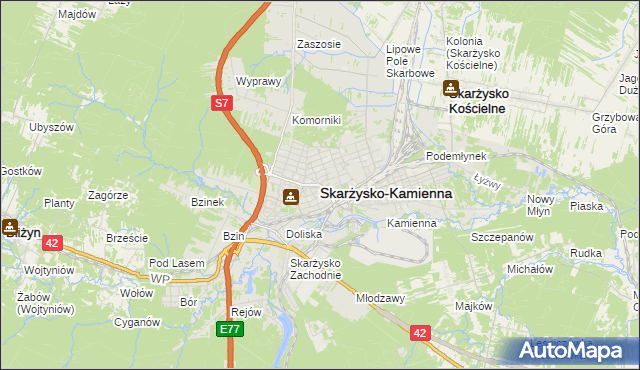 mapa Skarżysko-Kamienna, Skarżysko-Kamienna na mapie Targeo