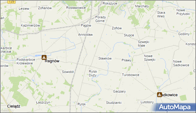 mapa Sławków gmina Regnów, Sławków gmina Regnów na mapie Targeo