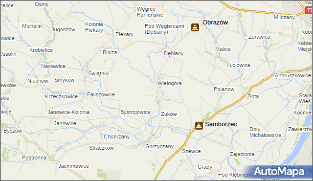 mapa Śmiechowice gmina Samborzec, Śmiechowice gmina Samborzec na mapie Targeo