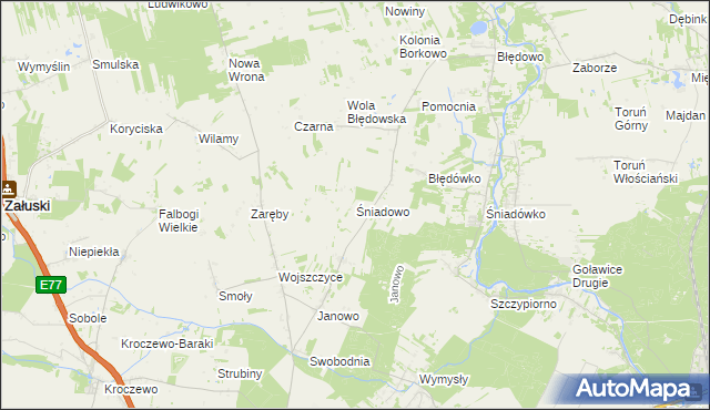 mapa Śniadowo gmina Zakroczym, Śniadowo gmina Zakroczym na mapie Targeo