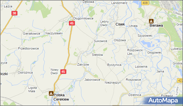 mapa Steblów gmina Cisek, Steblów gmina Cisek na mapie Targeo