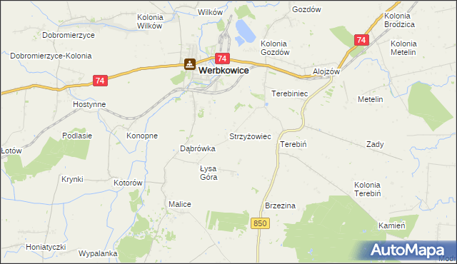 mapa Strzyżowiec gmina Werbkowice, Strzyżowiec gmina Werbkowice na mapie Targeo