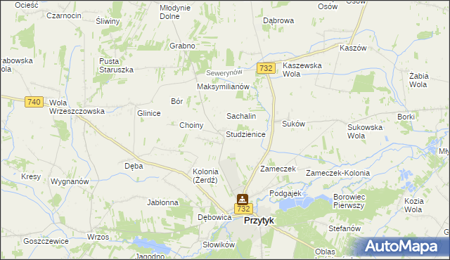 mapa Studzienice gmina Przytyk, Studzienice gmina Przytyk na mapie Targeo