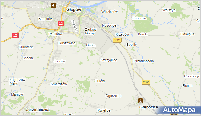 mapa Szczyglice gmina Głogów, Szczyglice gmina Głogów na mapie Targeo