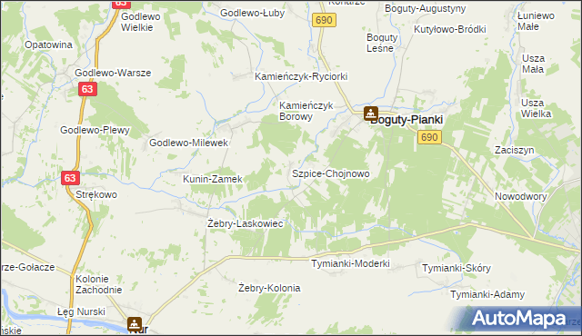 mapa Szpice-Chojnowo, Szpice-Chojnowo na mapie Targeo
