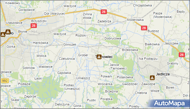 mapa Tarnowiec powiat jasielski, Tarnowiec powiat jasielski na mapie Targeo