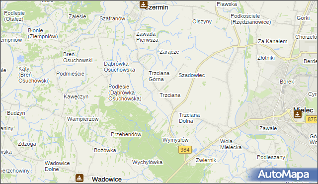 mapa Trzciana gmina Czermin, Trzciana gmina Czermin na mapie Targeo
