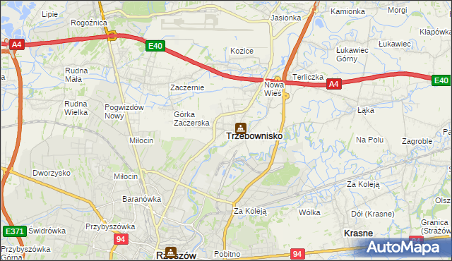 mapa Trzebownisko, Trzebownisko na mapie Targeo