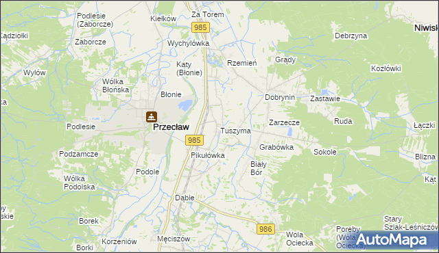 mapa Tuszyma, Tuszyma na mapie Targeo