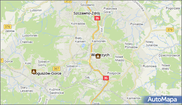 mapa Wałbrzycha, Wałbrzych na mapie Targeo