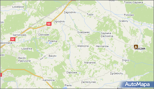 mapa Wieliczna gmina Stoczek, Wieliczna gmina Stoczek na mapie Targeo