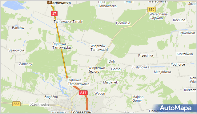 mapa Wieprzów Ordynacki, Wieprzów Ordynacki na mapie Targeo
