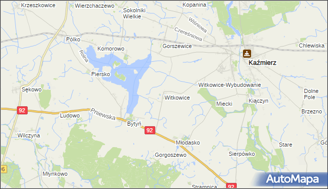 mapa Witkowice gmina Kaźmierz, Witkowice gmina Kaźmierz na mapie Targeo