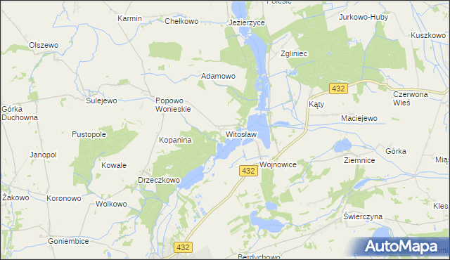 mapa Witosław gmina Osieczna, Witosław gmina Osieczna na mapie Targeo