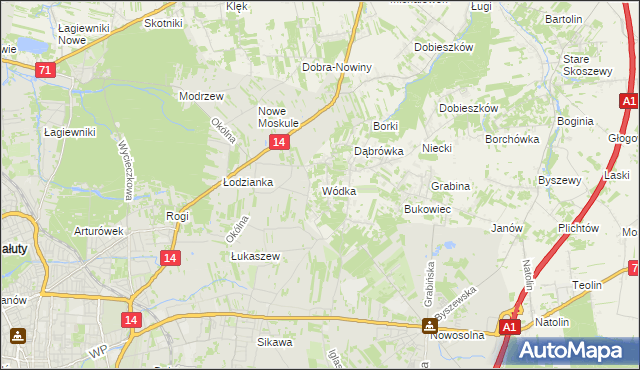 mapa Wódka gmina Nowosolna, Wódka gmina Nowosolna na mapie Targeo