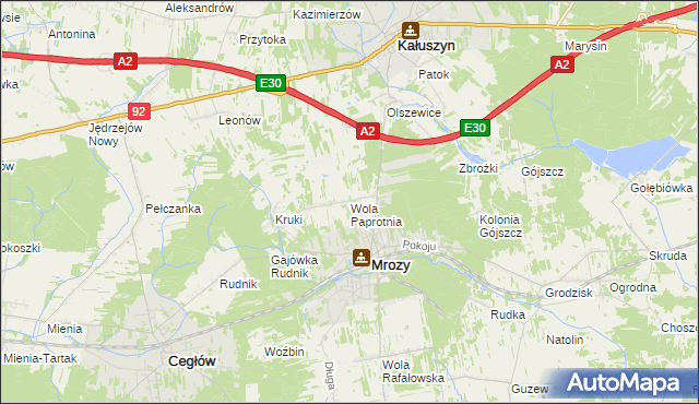 mapa Wola Paprotnia, Wola Paprotnia na mapie Targeo