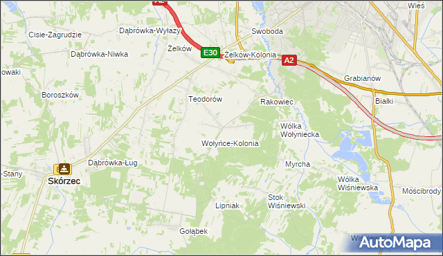 mapa Wołyńce gmina Siedlce, Wołyńce gmina Siedlce na mapie Targeo