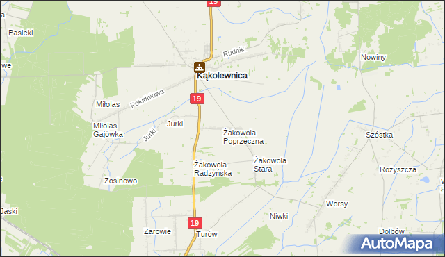 mapa Żakowola Poprzeczna, Żakowola Poprzeczna na mapie Targeo