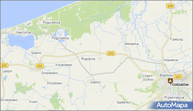 mapa Zapolice gmina Trzebiatów, Zapolice gmina Trzebiatów na mapie Targeo