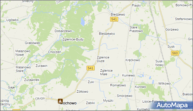 mapa Zglenice Duże, Zglenice Duże na mapie Targeo