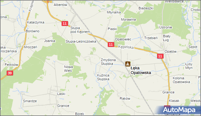 mapa Zmyślona Słupska, Zmyślona Słupska na mapie Targeo