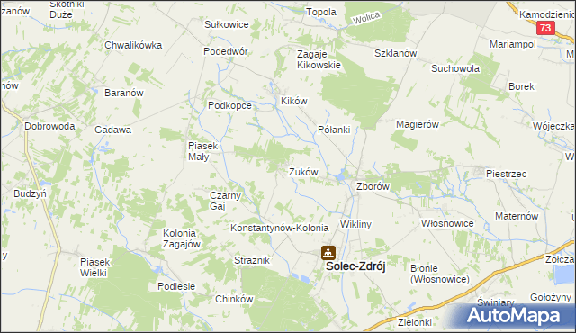 mapa Żuków gmina Solec-Zdrój, Żuków gmina Solec-Zdrój na mapie Targeo