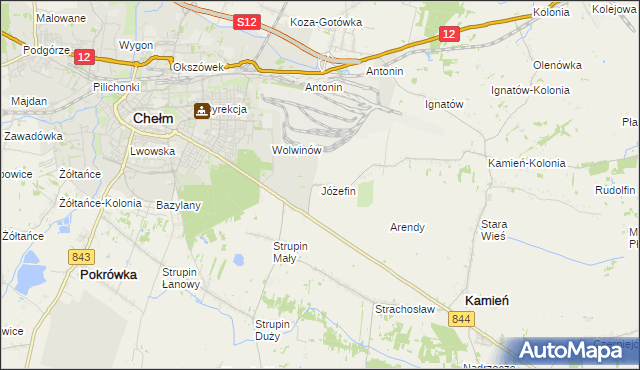 mapa Józefin gmina Kamień, Józefin gmina Kamień na mapie Targeo