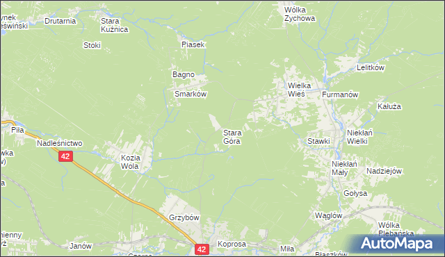 mapa Stara Góra gmina Stąporków, Stara Góra gmina Stąporków na mapie Targeo