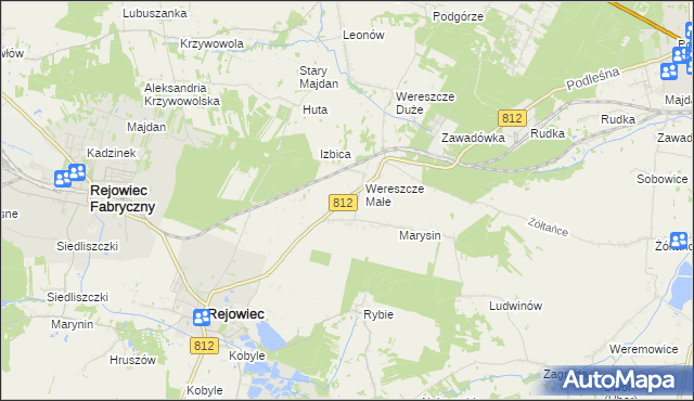 mapa Adamów gmina Rejowiec, Adamów gmina Rejowiec na mapie Targeo
