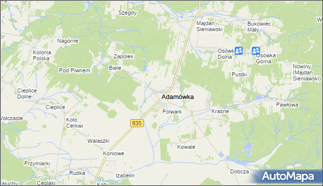 mapa Adamówka powiat przeworski, Adamówka powiat przeworski na mapie Targeo