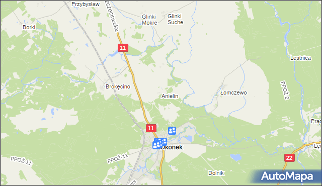 mapa Anielin gmina Okonek, Anielin gmina Okonek na mapie Targeo