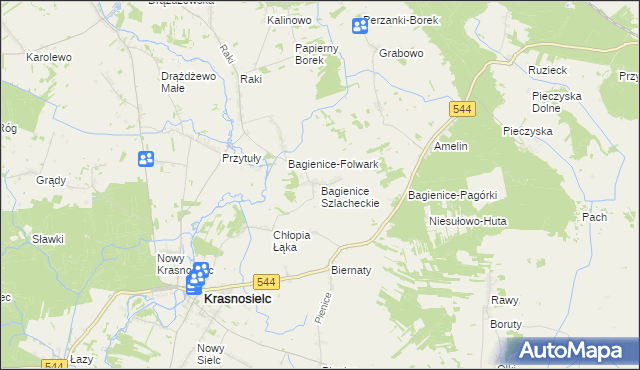 mapa Bagienice Szlacheckie, Bagienice Szlacheckie na mapie Targeo