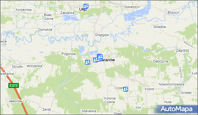 mapa Baranów powiat puławski, Baranów powiat puławski na mapie Targeo