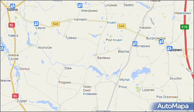 mapa Bartlewo gmina Lisewo, Bartlewo gmina Lisewo na mapie Targeo