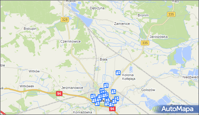 mapa Biała gmina Chojnów, Biała gmina Chojnów na mapie Targeo