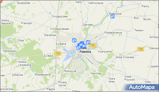 mapa Biała Rawska, Biała Rawska na mapie Targeo