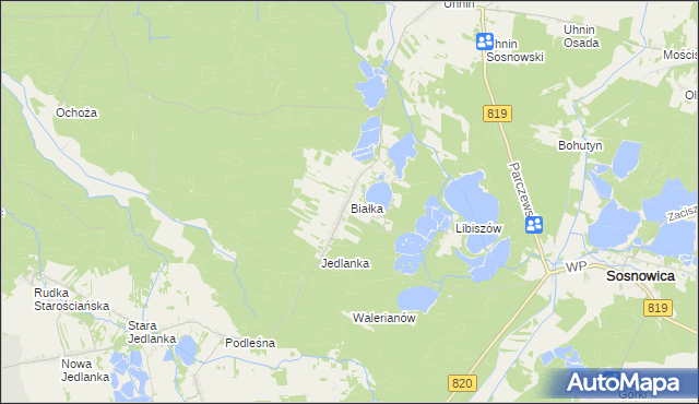 mapa Białka gmina Dębowa Kłoda, Białka gmina Dębowa Kłoda na mapie Targeo