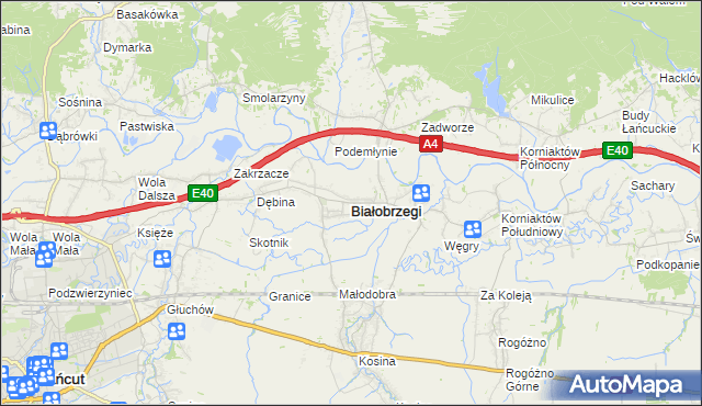 mapa Białobrzegi powiat łańcucki, Białobrzegi powiat łańcucki na mapie Targeo