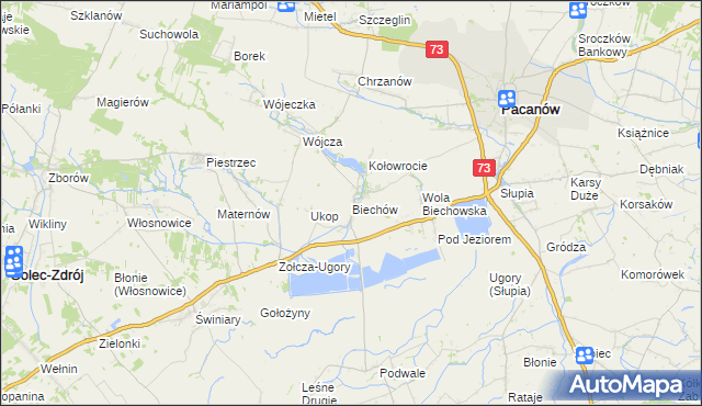 mapa Biechów gmina Pacanów, Biechów gmina Pacanów na mapie Targeo