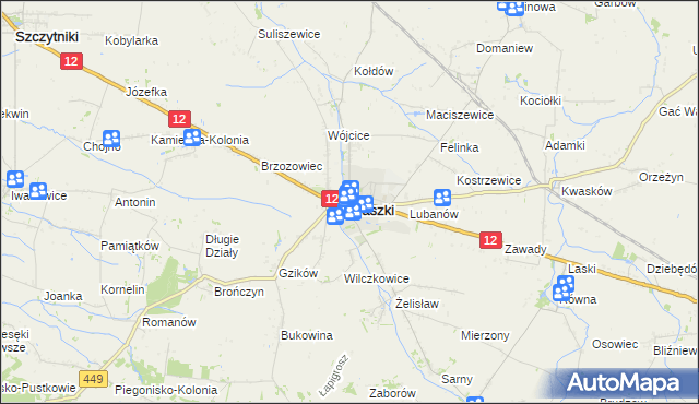 mapa Błaszki, Błaszki na mapie Targeo