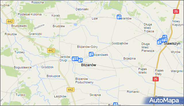 mapa Blizanówek, Blizanówek na mapie Targeo