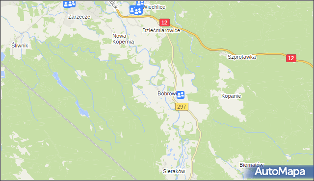 mapa Bobrowice gmina Szprotawa, Bobrowice gmina Szprotawa na mapie Targeo