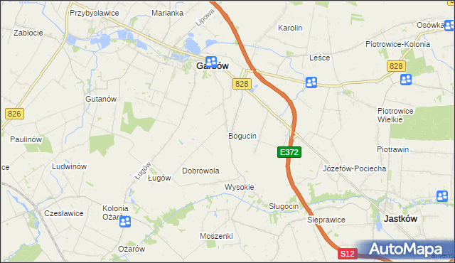 mapa Bogucin gmina Garbów, Bogucin gmina Garbów na mapie Targeo
