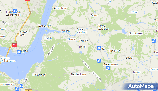 mapa Borki gmina Radzymin, Borki gmina Radzymin na mapie Targeo