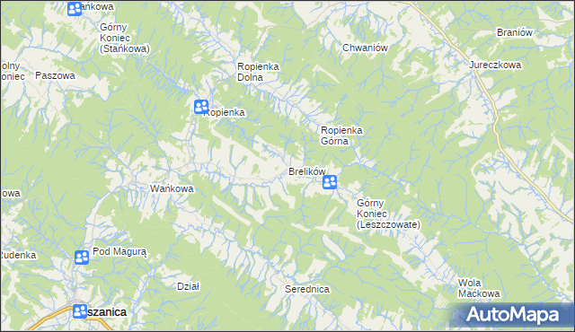 mapa Brelików, Brelików na mapie Targeo