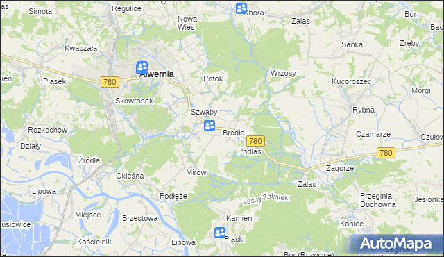 mapa Brodła, Brodła na mapie Targeo