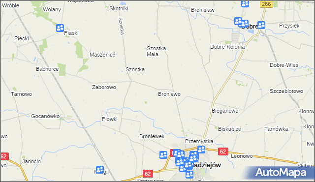 mapa Broniewo gmina Radziejów, Broniewo gmina Radziejów na mapie Targeo