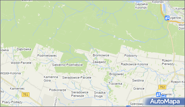 mapa Bronkowice, Bronkowice na mapie Targeo