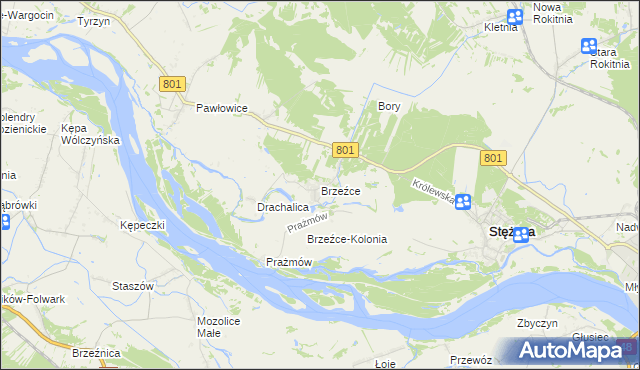 mapa Brzeźce gmina Stężyca, Brzeźce gmina Stężyca na mapie Targeo