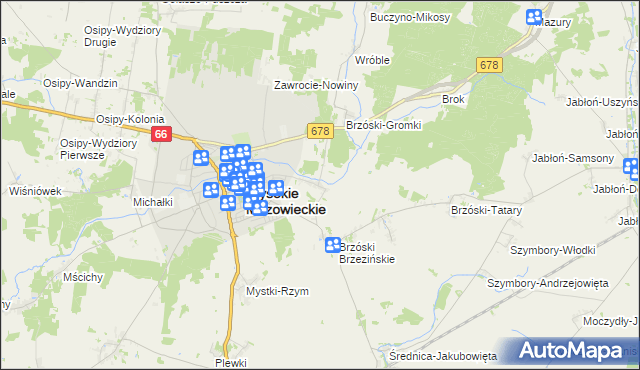 mapa Brzóski-Falki, Brzóski-Falki na mapie Targeo